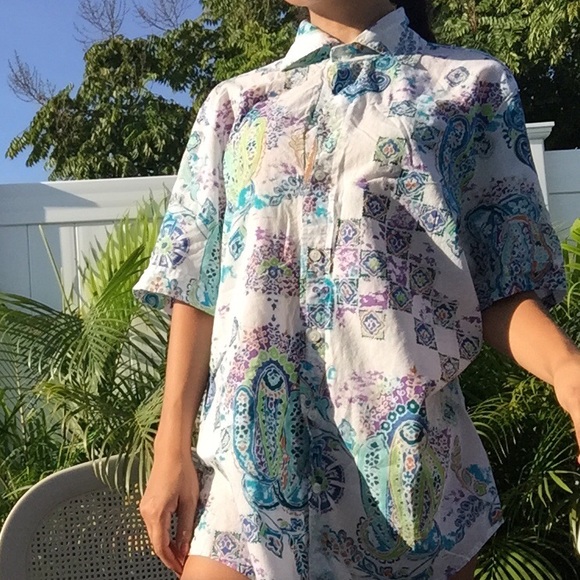 Paisley multi color button up - Picture 1 of 3